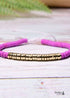 Boho Bracelet, White Blue Colorful Shell Gold